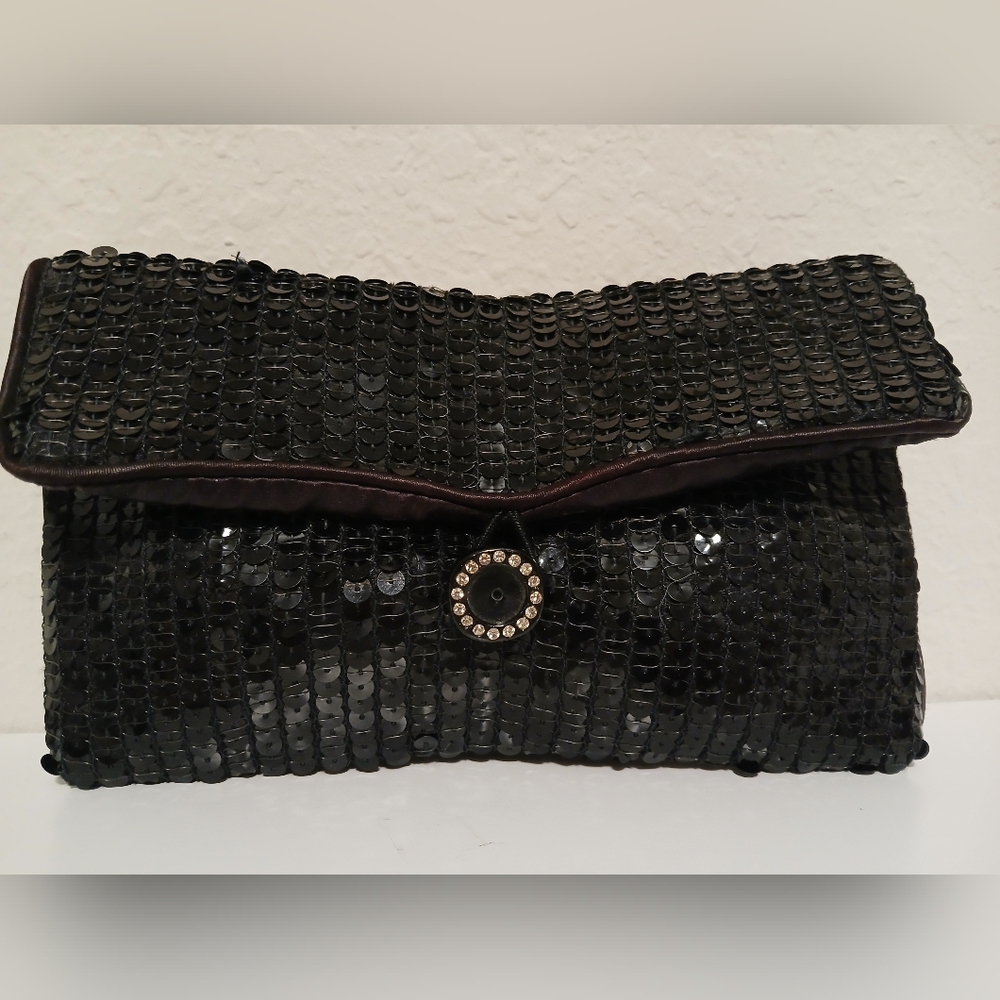 Norell Vintage Black Sequin Clutch - Picture 8 of 11